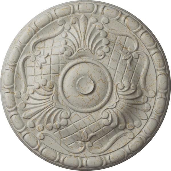 Ekena Millwork Amelia Ceiling Medallion (Fits Canopies up to 4 1/8"), 15 3/4"OD x 5/8"P, Pot of Cream Crackle CM16AMPCC - main